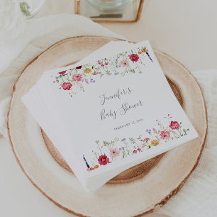 Serviette En Papier Baby shower Fleur sauvage multicolore simple