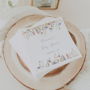 Serviette En Papier Baby shower Fleur sauvage multicouleur été
