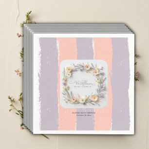 Serviette En Papier Baby shower Fleur sauvage Pastel Neutre Genre