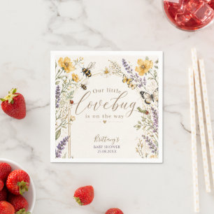Serviette En Papier Baby Shower Fleur Sauvage Petit Insecte de l'Amour