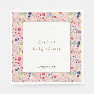 Serviette En Papier Baby shower Fleur sauvage rose