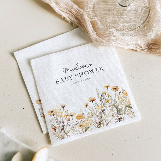 Serviette En Papier Baby shower Fleur sauvage rustique Boho (Créateur téléchargé)