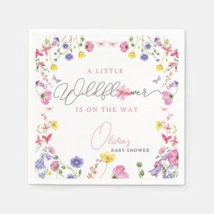 Serviette En Papier Baby shower fleur sauvage   Texte personnalisable