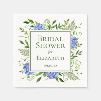 Serviette En Papier Baby Shower Fleurs d'Hydrange Bleues