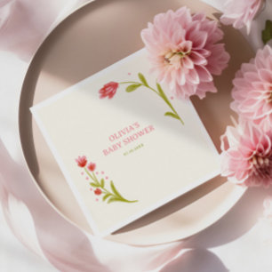 Serviette En Papier Baby shower floral à main mignonne