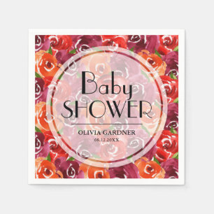 Serviette En Papier Baby shower floral aquarelle