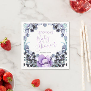 Serviette En Papier Baby shower Floral Berry violet