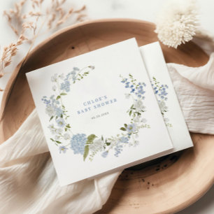 Serviette En Papier Baby shower Floral Bleu délicat Invitation
