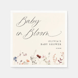Serviette En Papier Baby-Shower Floral Bohème Fleur Sauvage