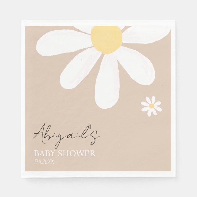 Serviette En Papier Baby shower Floral Boho Daisy (Devant)