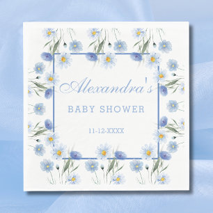 Serviette En Papier Baby shower Floral Boho Fleur sauvage bleu