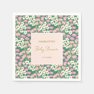 Serviette En Papier Baby shower Floral Boho Retro Rose Sage