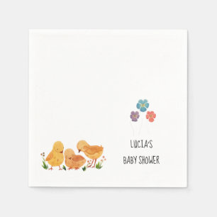 Serviette En Papier Baby shower floral de la petite poule de printemps