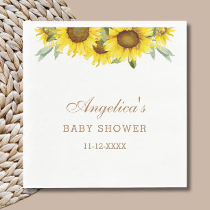 Serviette En Papier Baby shower floral de tournesol jaune