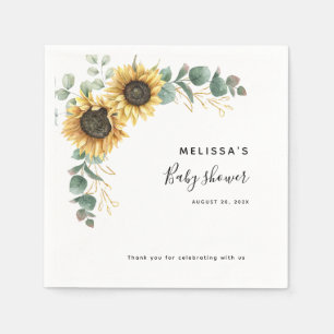 Serviette En Papier Baby shower floral d'Eucalyptus de tournesol