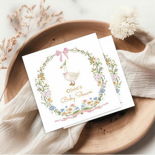 Serviette En Papier Baby shower floral d'oie soyeux serviettes