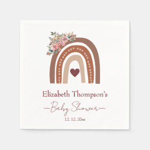 Serviette En Papier Baby shower floral et arc-en-ciel fête de la servi