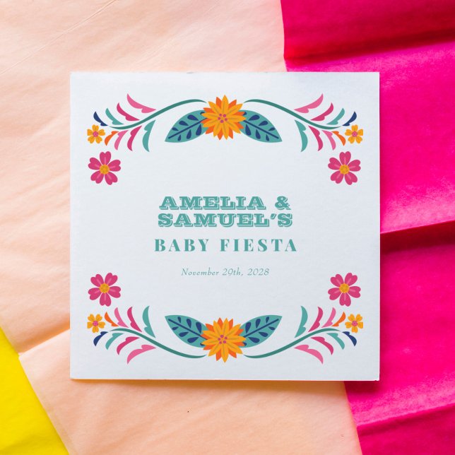 Serviette En Papier Baby shower floral Fiesta coloré (Créateur téléchargé)