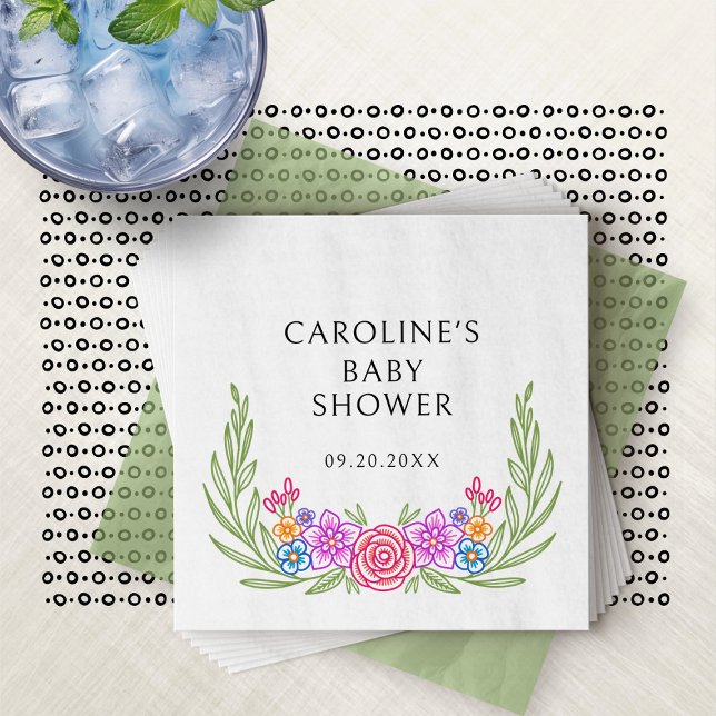 Serviette En Papier Baby shower floral Fiesta Vivid (Créateur téléchargé)