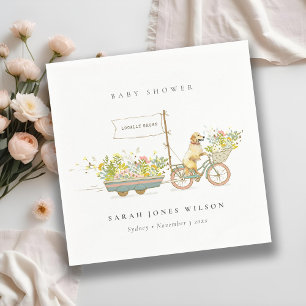 Serviette En Papier Baby shower Floral Golden Retriever cultivé locale
