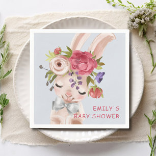 Serviette En Papier Baby shower Floral Lapin Lapin Mignonne Moderne