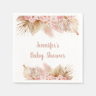 Serviette En Papier Baby shower floral Pampas Grass Pink Gold