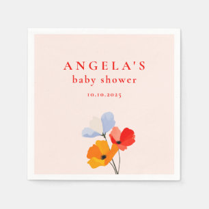 Serviette En Papier Baby Shower Floral Poppy Gras