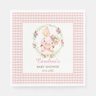 Serviette En Papier Baby shower floral rose de porc mignon Anniversair
