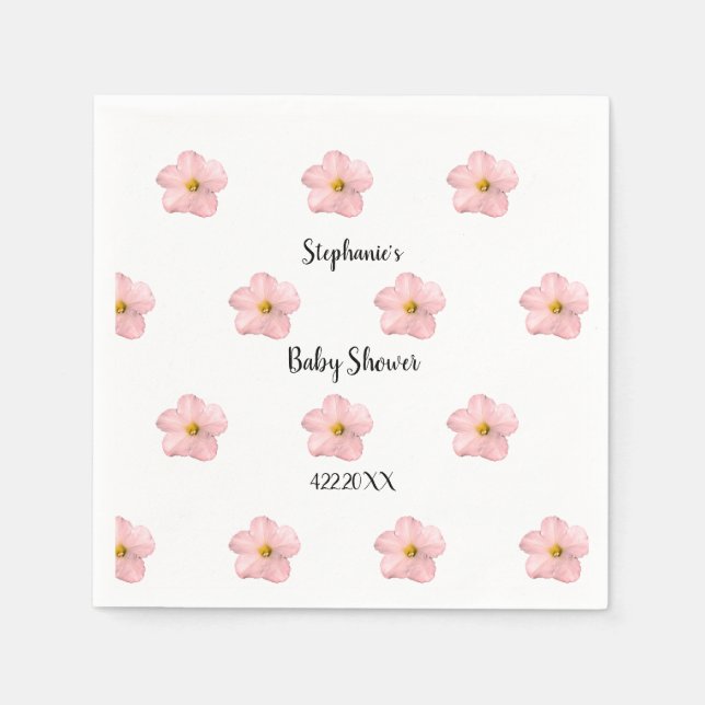 Serviette En Papier Baby shower Floral rose Petunia Motif Artsy Cute (Devant)