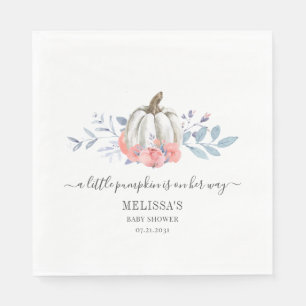 Serviette En Papier Baby shower floral rose pomponnée rose pastel citr