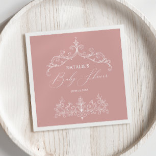 Serviette En Papier Baby Shower Floral Rose Vintage et Intemporel