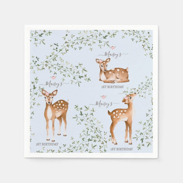 Serviette En Papier Baby shower forestier (Devant)