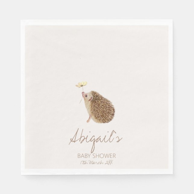 Serviette En Papier Baby shower forestier de Hérisson (Devant)
