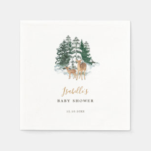 Serviette En Papier Baby shower forestier d'hiver