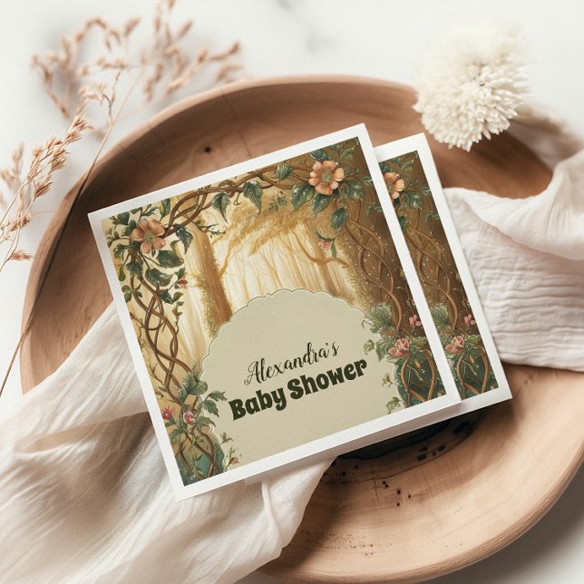 Serviette En Papier Baby shower forestier enchanté (Créateur téléchargé)