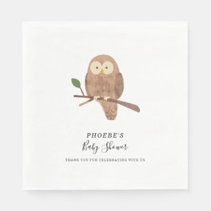 Serviette En Papier Baby shower Forêt forestière Créature Chouette noc