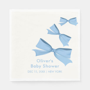 Serviette En Papier Baby shower Garçon à cadre bleu Petit Bow