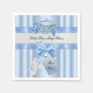 Serviette En Papier Baby shower Garçon Bleu Petit Prince Couronne 3a
