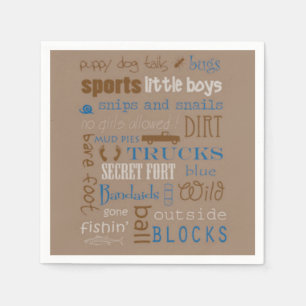 Serviette En Papier Baby shower Garçon Brown Blue Snipe et Snails