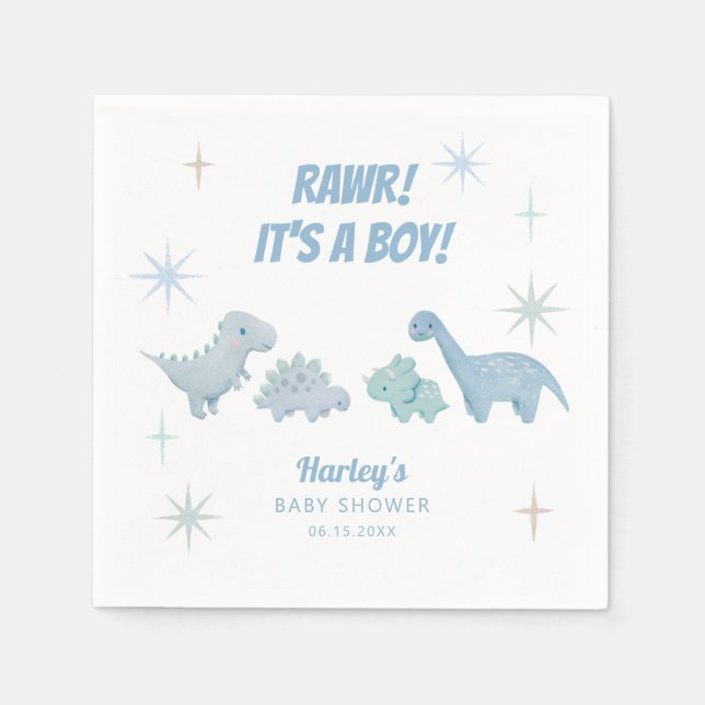 Serviette En Papier Baby shower garçon Dinosaur serviettes RAWR (Devant)