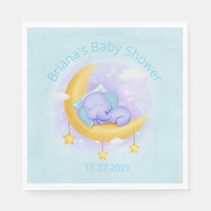 Serviette En Papier Baby-Shower Garçon Eléphant Bleu