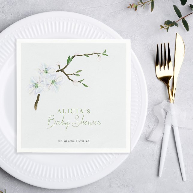 Serviette En Papier Baby shower garçon floral bleu pastel (Créateur téléchargé)