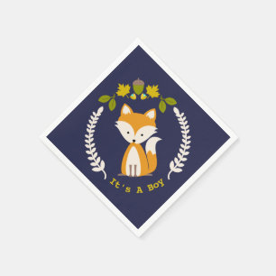 Serviette En Papier Baby shower garçon moderne Fox serviettes