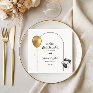 Serviette En Papier Baby shower Garçon Retro Little Gentleman Balloons