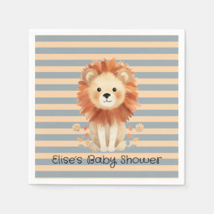 Serviette En Papier Baby shower garçon tendance Lion Stripes