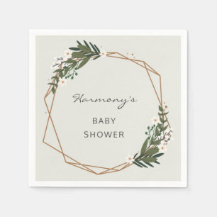 Serviette En Papier Baby shower Genre Boho Neutre Boho Géométrique Ver