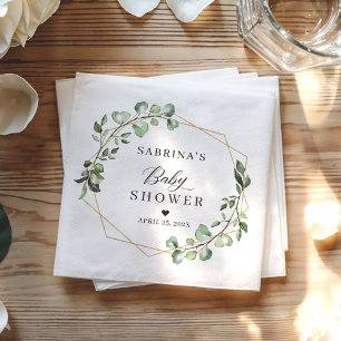 Serviette En Papier Baby shower géométrique Feuille Eucalyptus vert