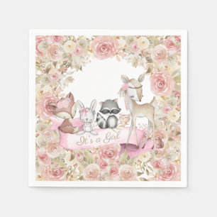 Serviette En Papier Baby shower Girl Woodland