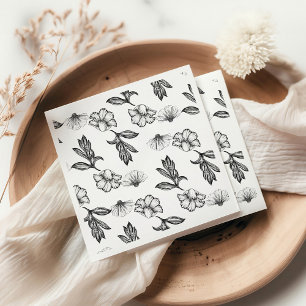 Serviette En Papier Baby shower gothique de tatouage à fleurs