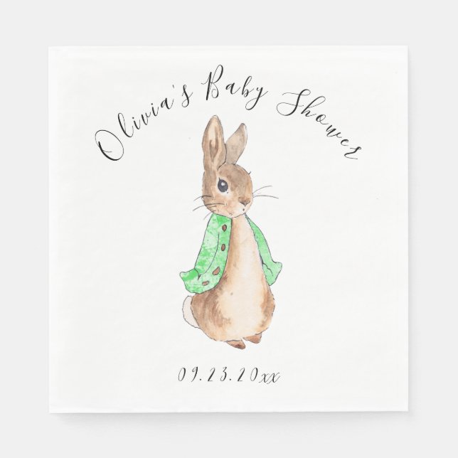 Serviette En Papier Baby shower Green Peter Rabbit (Devant)